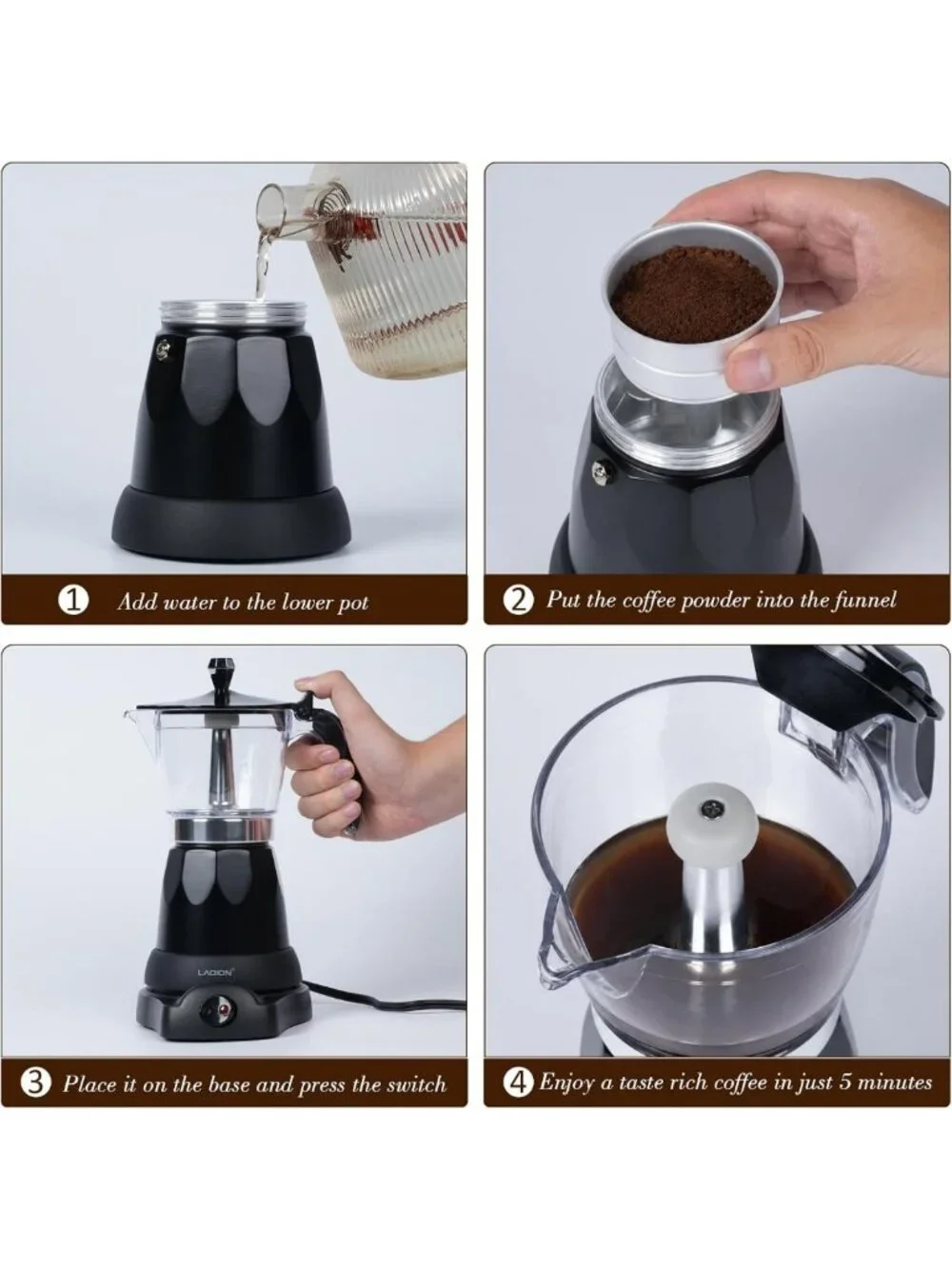 Electric Cuban Coffee Maker, 6-Cup or 3-Cup Espresso Machine for Home Brewing